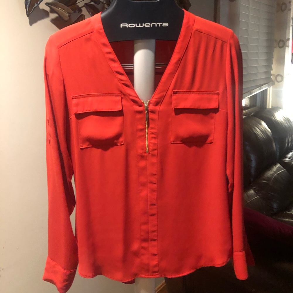 Express red long sleeve blouse